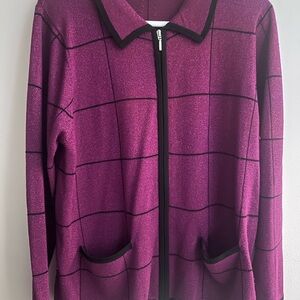 Alia Women's Magenta Blazer with Black Accents